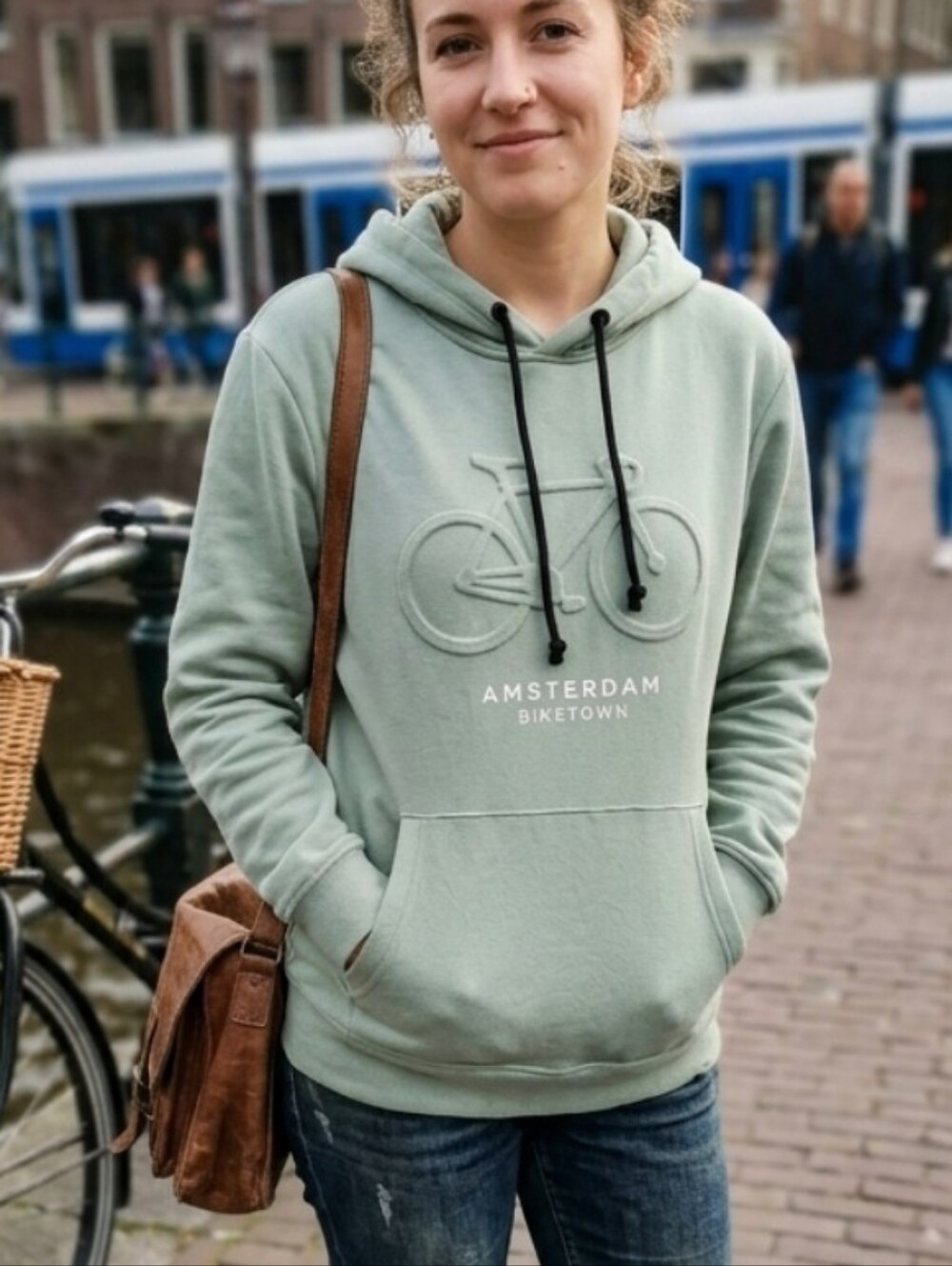 FOX Originals Amsterdam Biketown Embossed Bicycle Hoodie Sea Green Sage  S